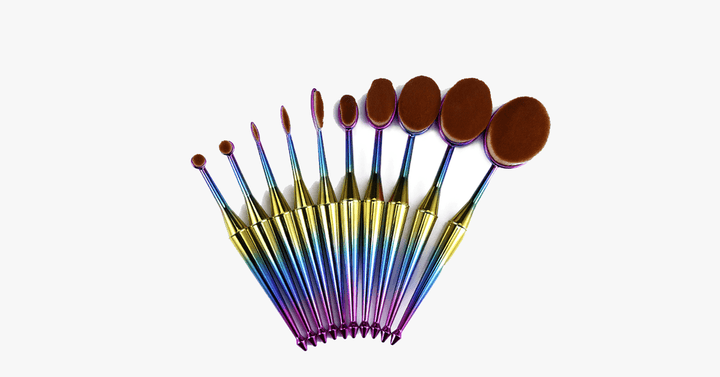 Lisslune | Mermaid 10-piece oval brush set - Add some extra color to your makeup brushes