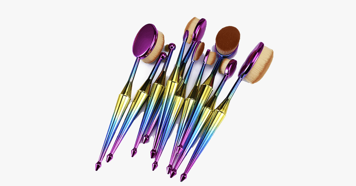 Lisslune | Mermaid 10-piece oval brush set - Add some extra color to your makeup brushes