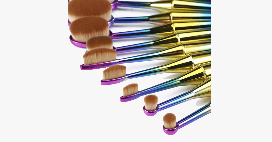 Lisslune | Mermaid 10-piece oval brush set - Add some extra color to your makeup brushes