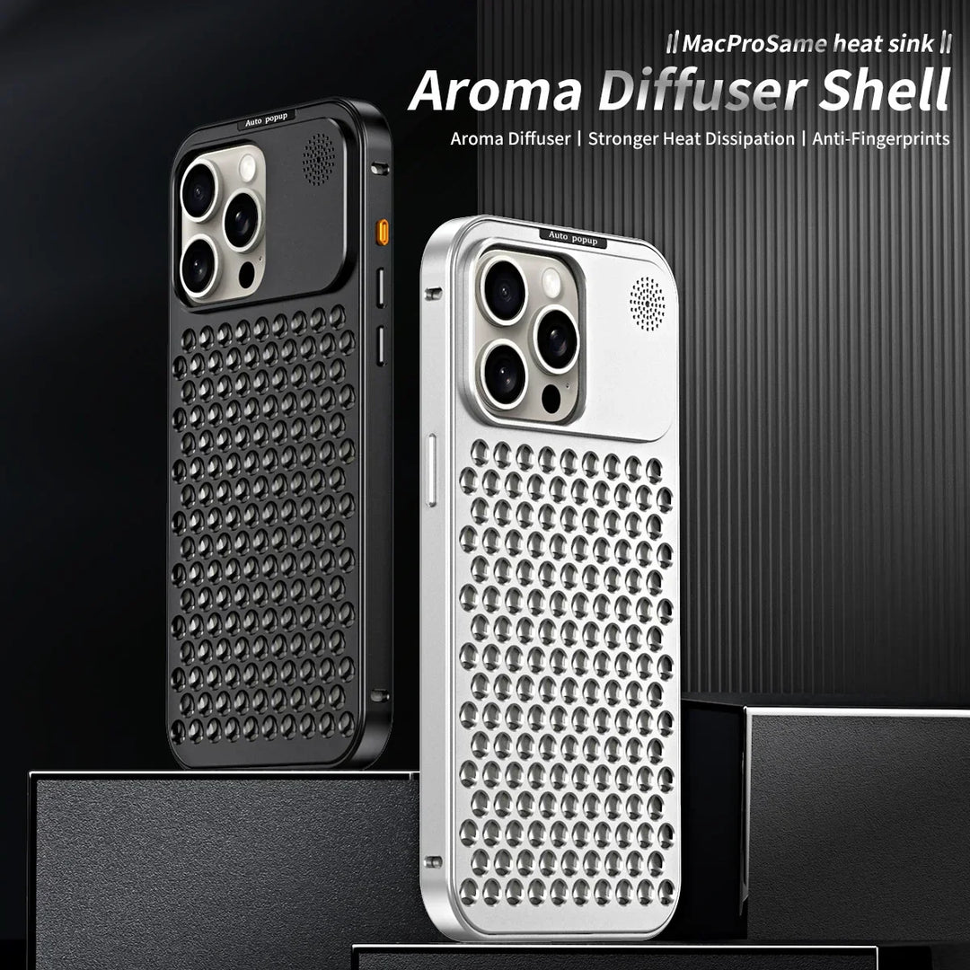 Lisslune | Breathable Perfume Aluminum alloy Heat Dissipation Phone Case For iPhone 12 13 14 15 Pro Max Plus Detachable Cover