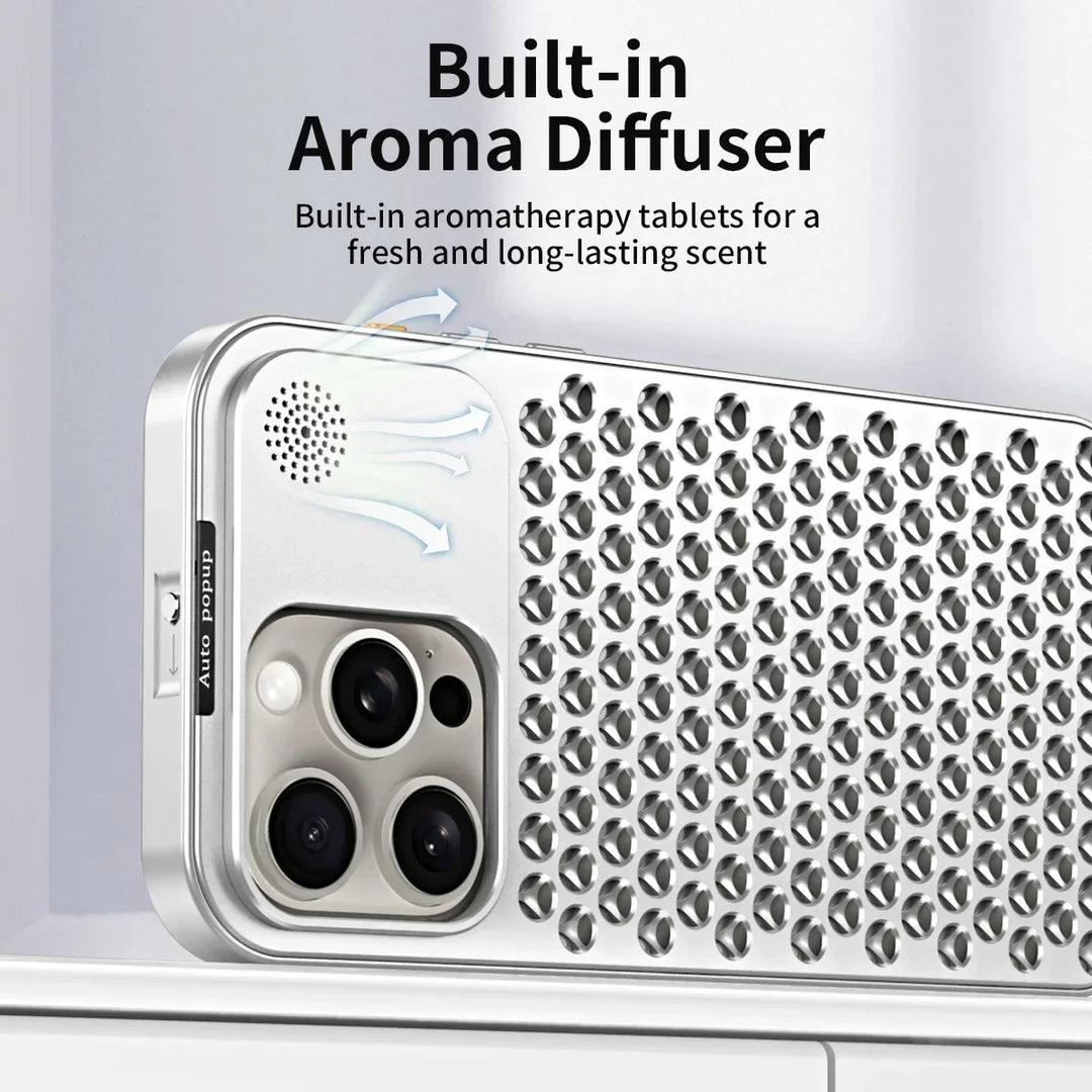 Lisslune | Breathable Perfume Aluminum alloy Heat Dissipation Phone Case For iPhone 12 13 14 15 Pro Max Plus Detachable Cover