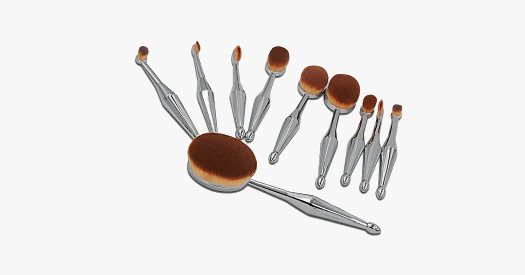 Lisslune | Stylish 10-piece oval brush set – Let the metallic charm work its magic on you