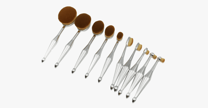 Lisslune | Stylish 10-piece oval brush set – Let the metallic charm work its magic on you