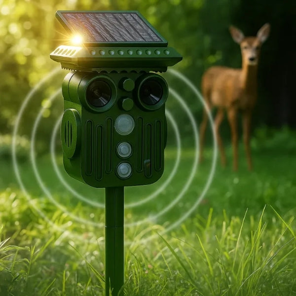 Lisslune | Ultrasonic Solar Deer Repeller | 5 Adjustable Modes. Waterproof & Eco-Friendly for Home Gardens and Yards