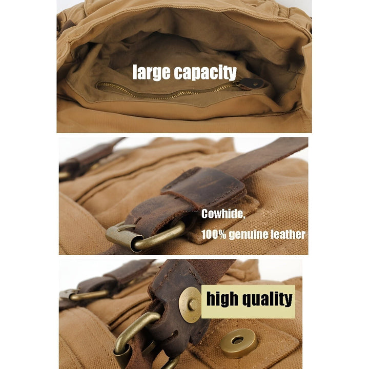 Lisslune | Michael Bag – Vintage Canvas Messenger Bag for Men with Leather Accents