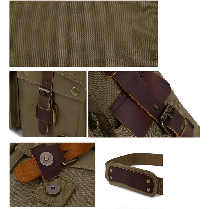 Lisslune | Michael Bag – Vintage Canvas Messenger Bag for Men with Leather Accents