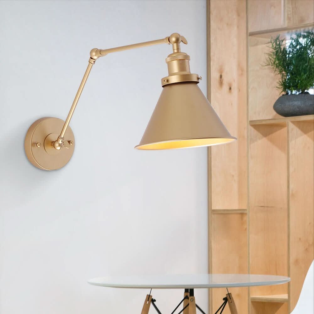 Lisslune | Mid-Century Adjustable Metal Wall Lamp – Brass & Black