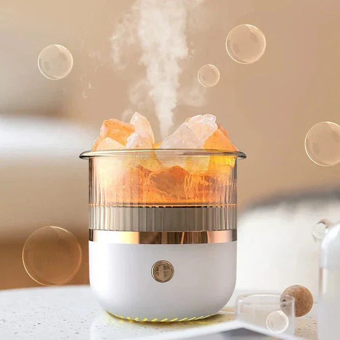 Lisslune | Himalaya salt crystal lamp & essential oil diffuser, USB ultrasonic humidifier for home & office
