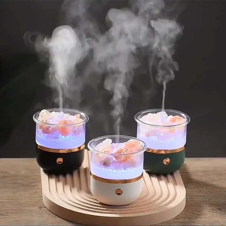 Lisslune | Himalaya salt crystal lamp & essential oil diffuser, USB ultrasonic humidifier for home & office