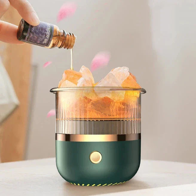 Lisslune | Himalaya salt crystal lamp & essential oil diffuser, USB ultrasonic humidifier for home & office