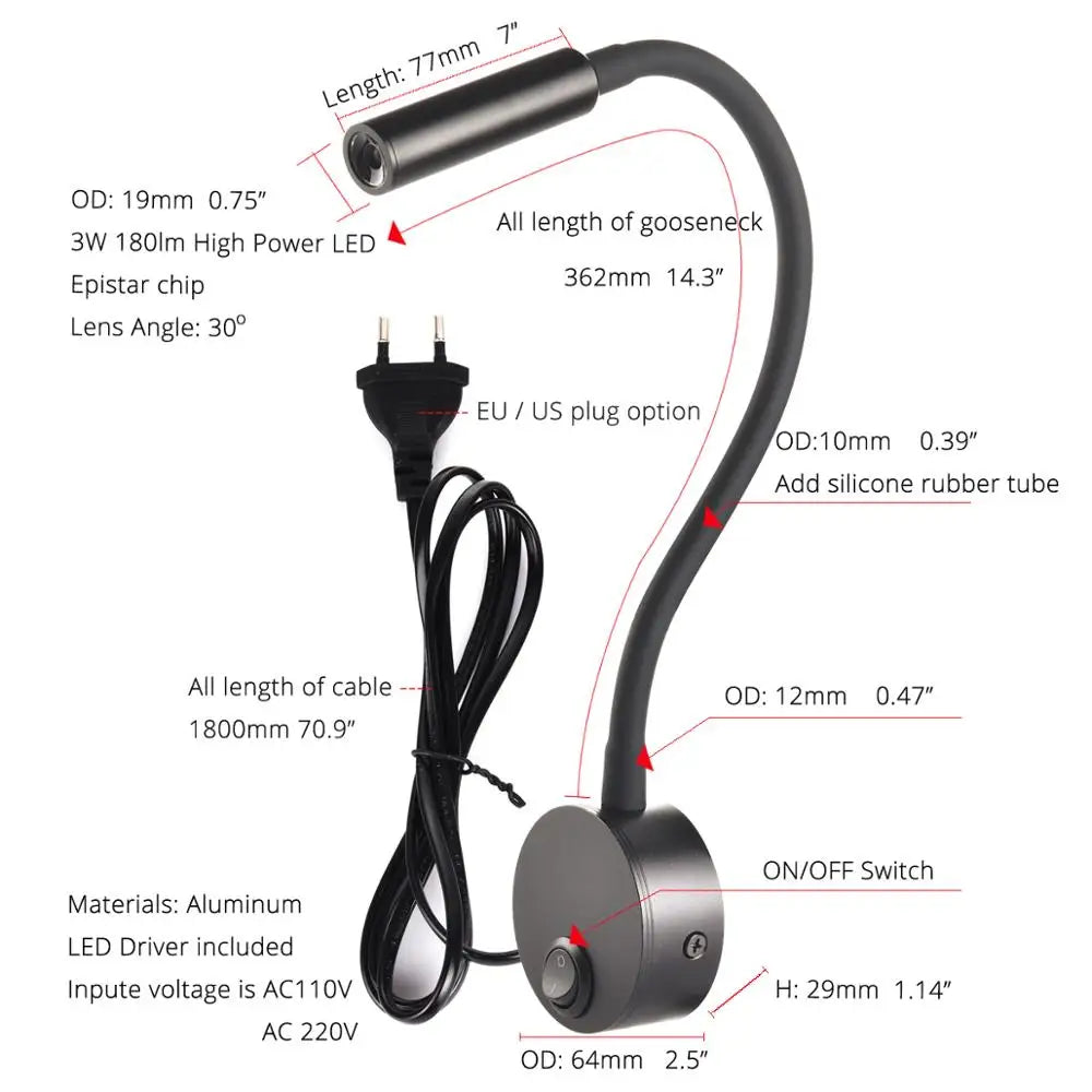 Lisslune | SleekGlow – Minimalist LED Reading Wall Lamp with Adjustable Arm