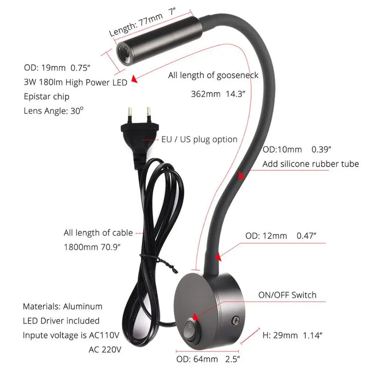 Lisslune | SleekGlow – Minimalist LED Reading Wall Lamp with Adjustable Arm