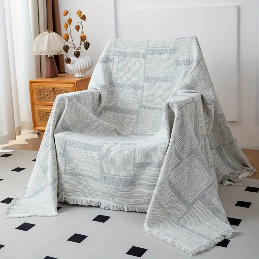 Lisslune | Mixed Tone Geometric Cotton Blanket