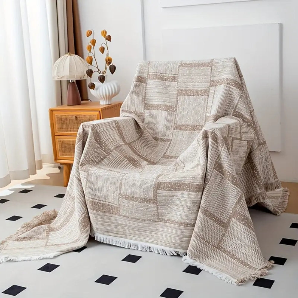 Lisslune | Mixed Tone Geometric Cotton Blanket