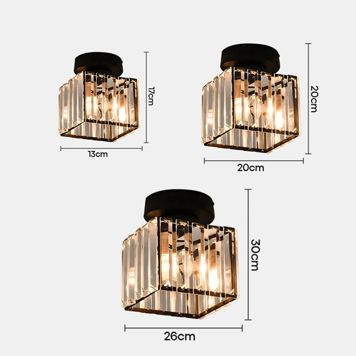 Lisslune | Modern 1-Light Flush Mount Ceiling Light | Black Brass Fixture with Crystal Shade for Hallway & Living Room