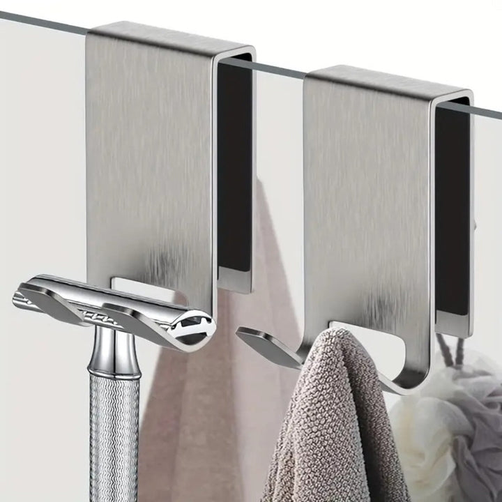 Lisslune | On Glass Stainless Shower Door Hooks