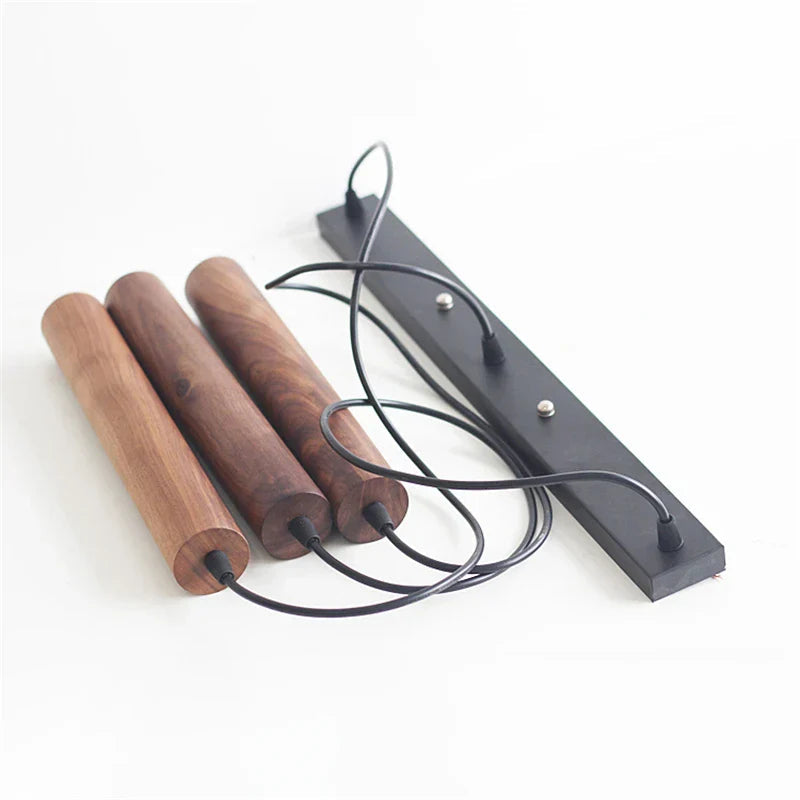 Lisslune | WalnutGlow – Modern hanging cylindrical pendant lights made of wood