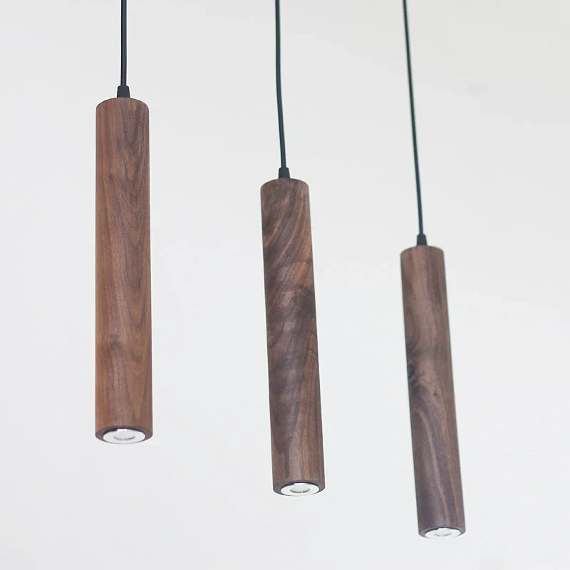 Lisslune | WalnutGlow – Modern hanging cylindrical pendant lights made of wood