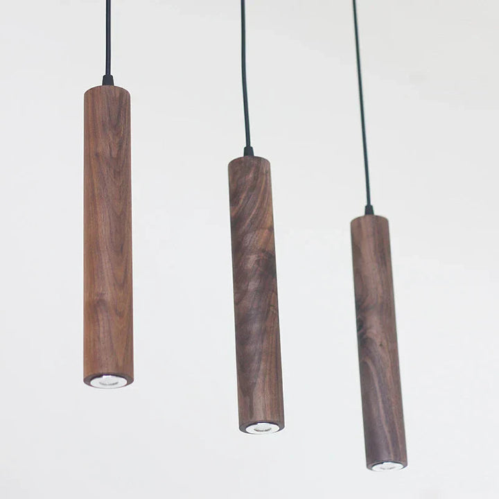 Lisslune | WalnutGlow – Modern hanging cylindrical pendant lights made of wood