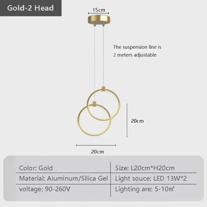 Lisslune | Elegant Double Ring Pendant Light | DuoGlow