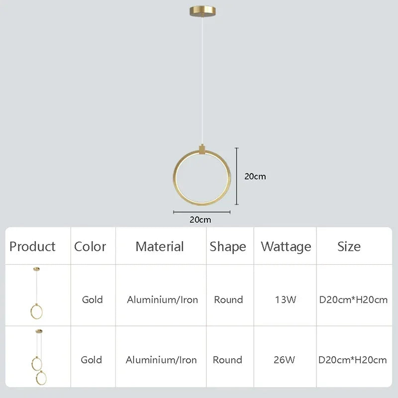 Lisslune | Elegant Double Ring Pendant Light | DuoGlow
