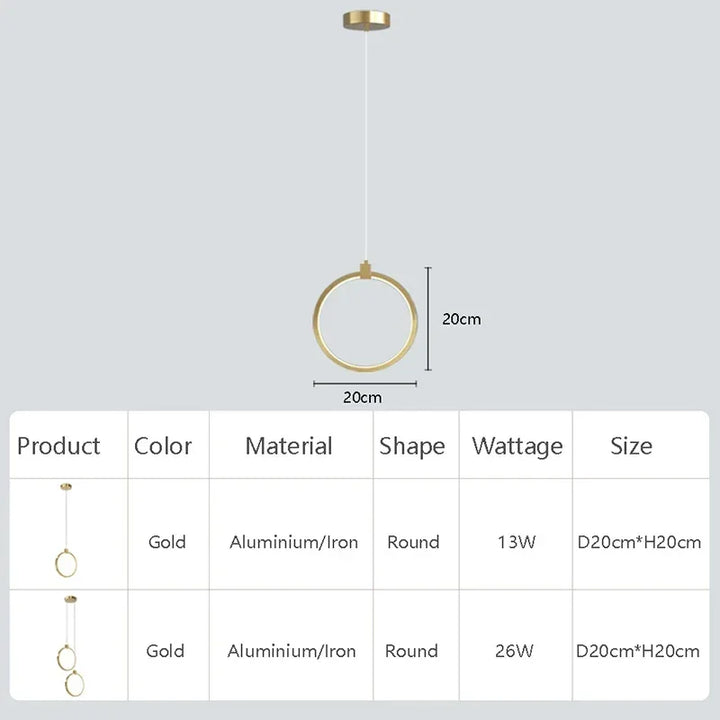Lisslune | Elegant Double Ring Pendant Light | DuoGlow