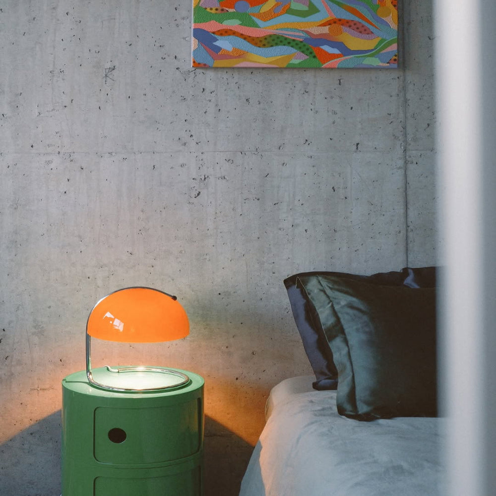 Lisslune | Mid-Century Modern Desk Lamp – Retro Orange Dome Design with USB Power
