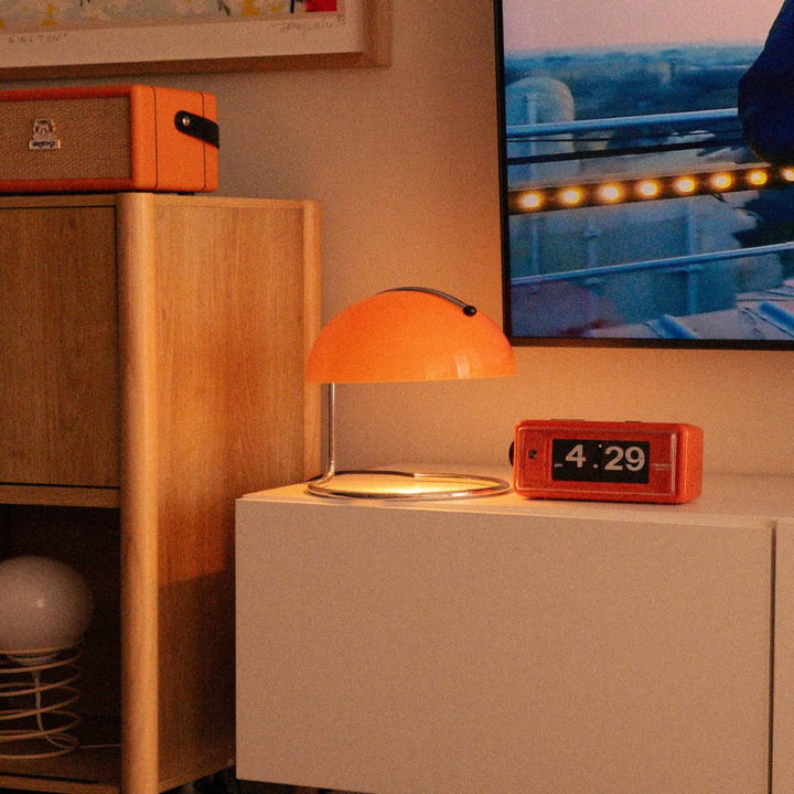 Lisslune | Mid-Century Modern Desk Lamp – Retro Orange Dome Design with USB Power