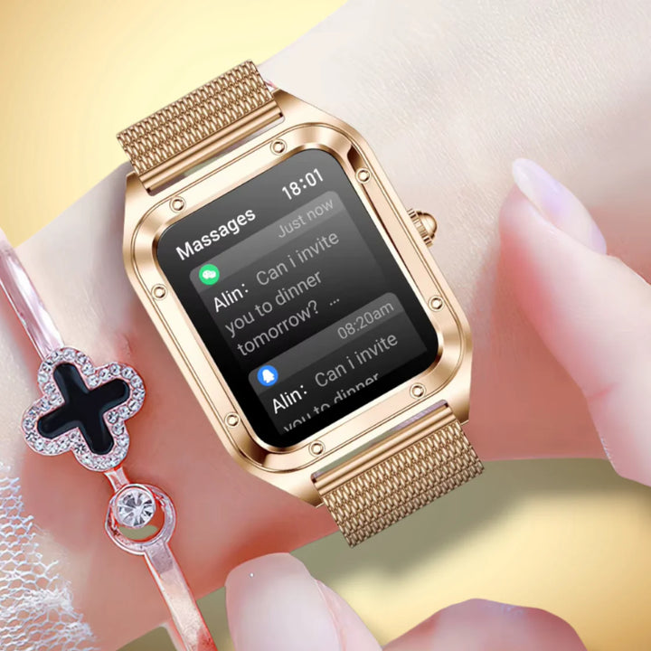 Lisslune | Smartwatch for women with golden mesh "Asterionis"