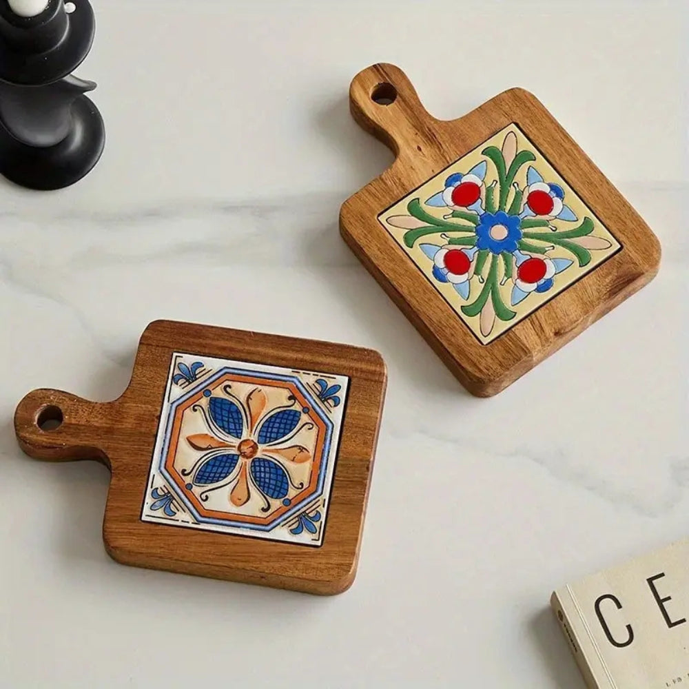 Lisslune | Moroccan Ebony Floral Wooden Trivets
