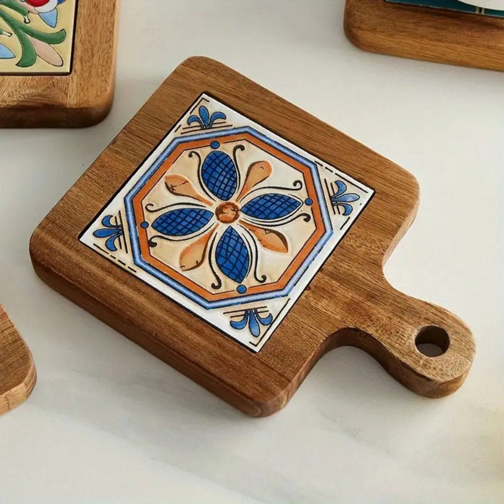 Lisslune | Moroccan Ebony Floral Wooden Trivets