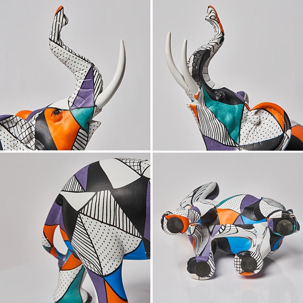 Lisslune | Mosaic Majesty Elephant Figurine – Handcrafted Artistic Elephant Sculpture for Home & Office Decor