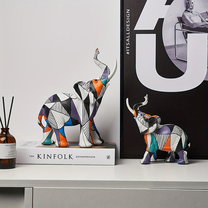 Lisslune | Mosaic Majesty Elephant Figurine – Handcrafted Artistic Elephant Sculpture for Home & Office Decor