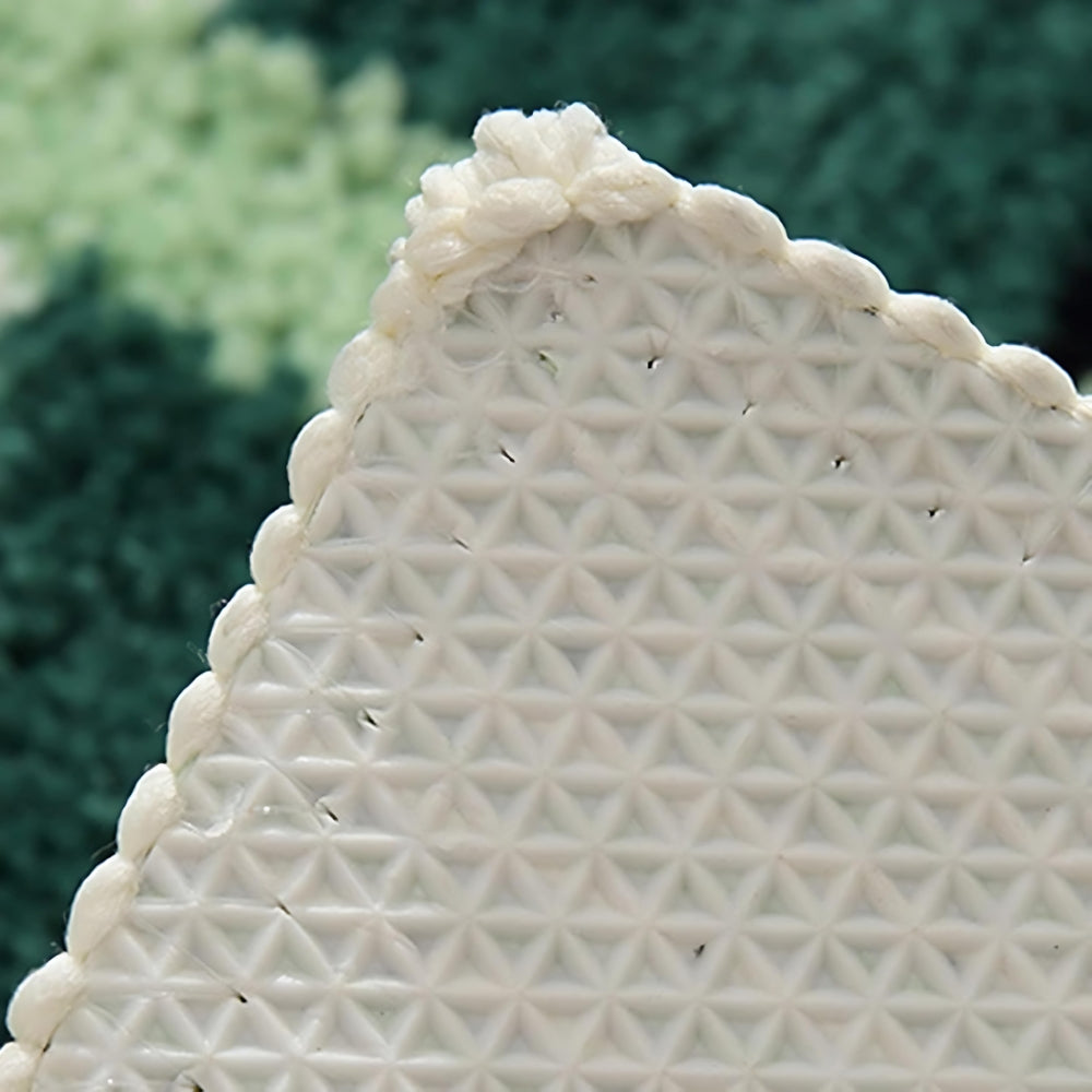 Lisslune | Moss Green Geometric Flock Bath Mat