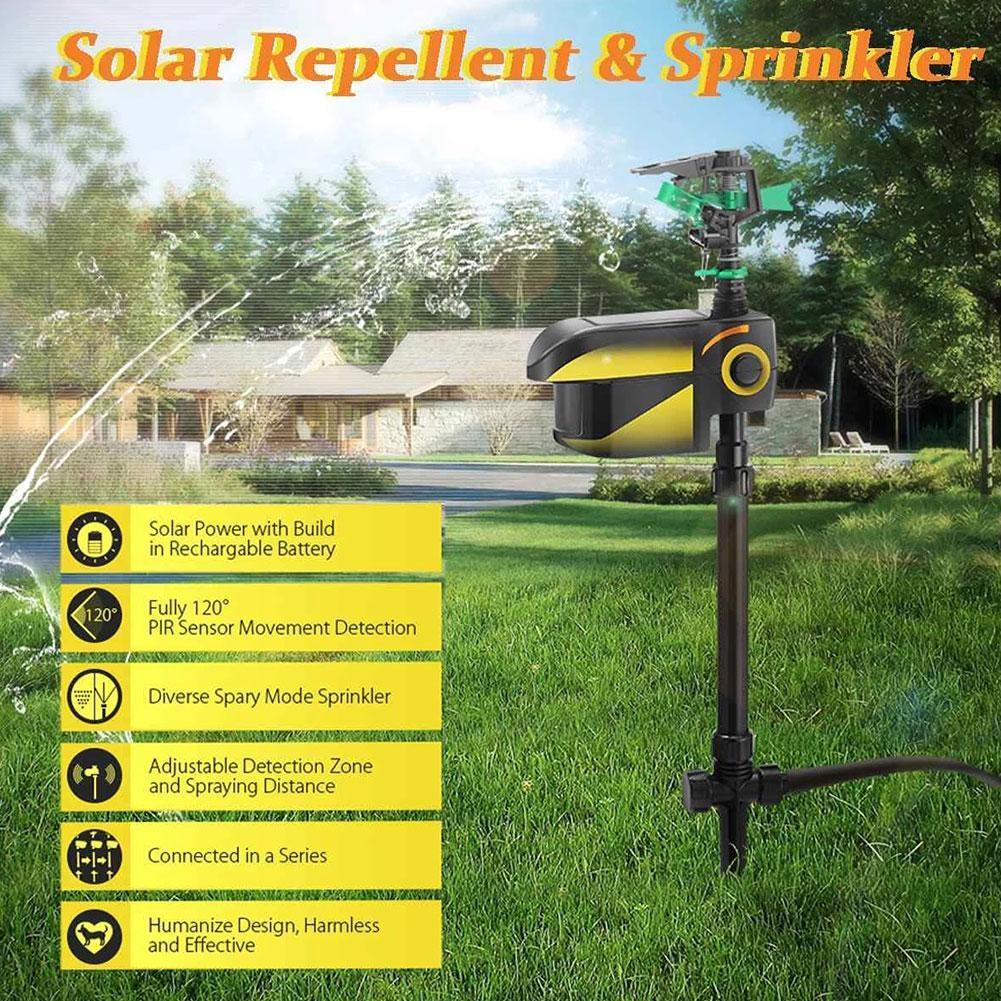Lisslune | Motion Activated Deer Repellent Sprinkler - Solar Powered Animal Deterrent for Gardens & Lawns