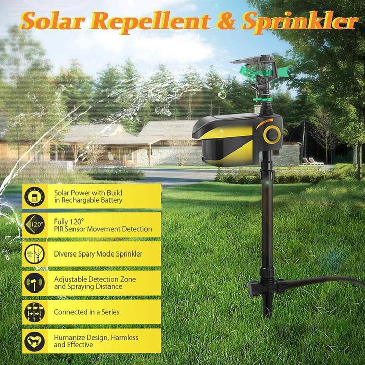 Lisslune | Motion Activated Deer Repellent Sprinkler - Solar Powered Animal Deterrent for Gardens & Lawns
