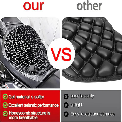 Lisslune | Motorcycle Gel Seat Pad | Shock Absorbing, Breathable & Anti-Slip Design for Long Distance Rides