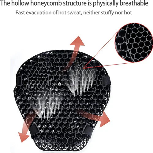 Lisslune | Motorcycle Gel Seat Pad | Shock Absorbing, Breathable & Anti-Slip Design for Long Distance Rides
