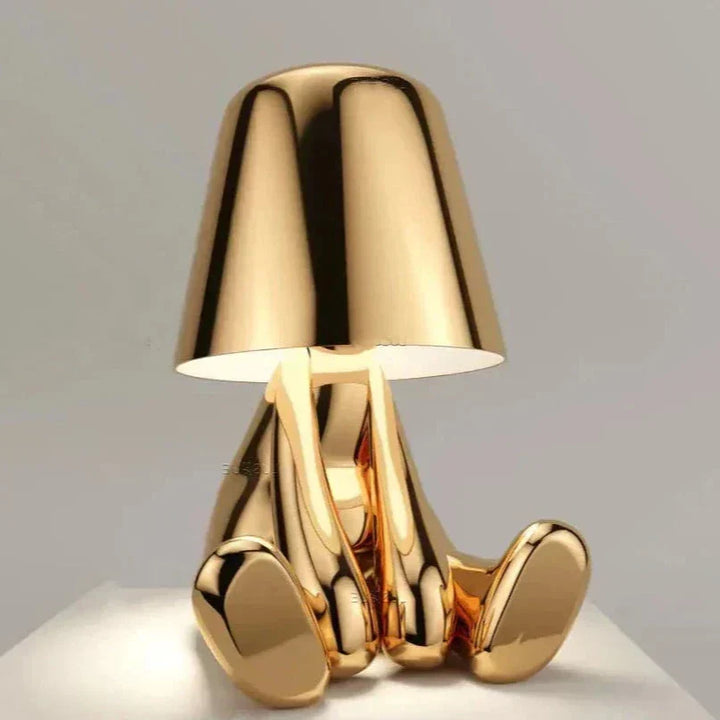 Lisslune | Golden Man LED Thinking Table Lamp – Playful Nightstand Lamp for Bedroom & Decor