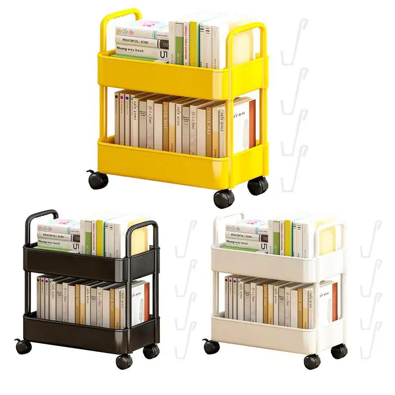 Lisslune | BookRacer – Mobile book cart with 2 shelves and pen holder