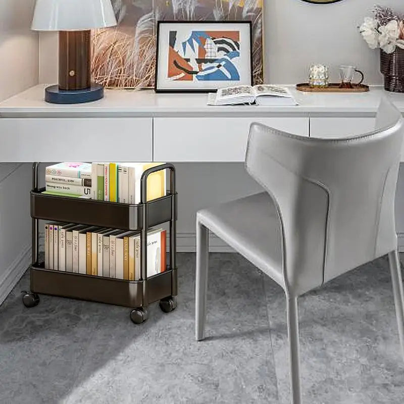 Lisslune | BookRacer – Mobile book cart with 2 shelves and pen holder
