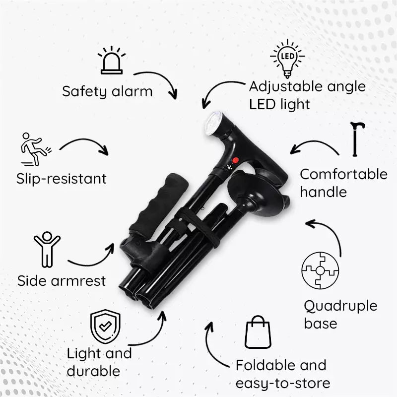 Lisslune | Multi-Functional Foldable LED Walking Cane