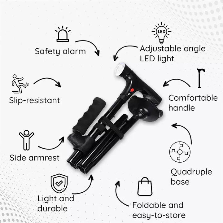 Lisslune | Multi-Functional Foldable LED Walking Cane