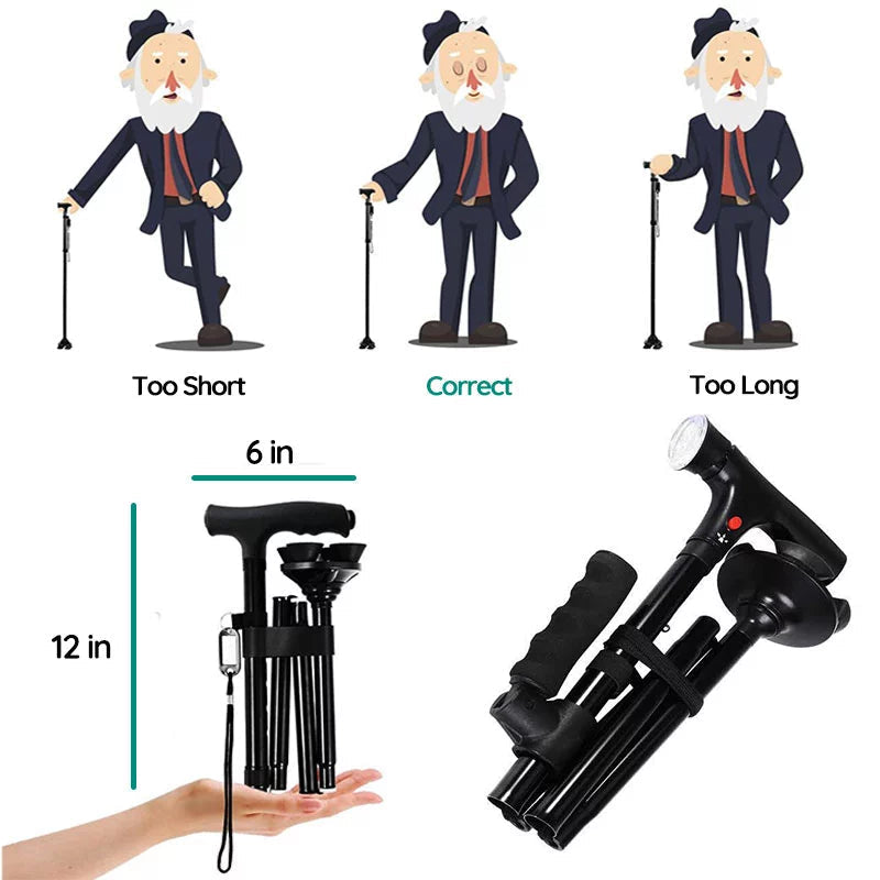 Lisslune | Multi-Functional Foldable LED Walking Cane