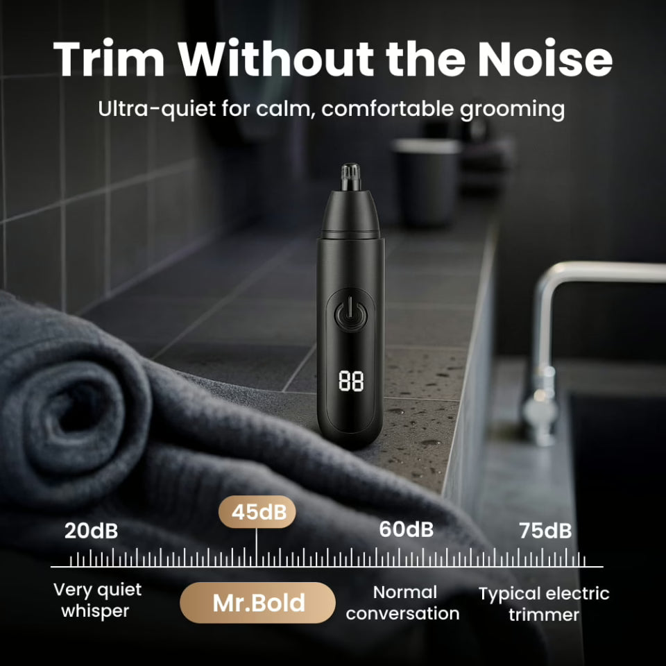Lisslune | Onyx Edge - Best Nose Hair Cutters for Men | USB-C Rechargeable, Painless & Quiet with a Waterproof Head for Travel & Daily Grooming