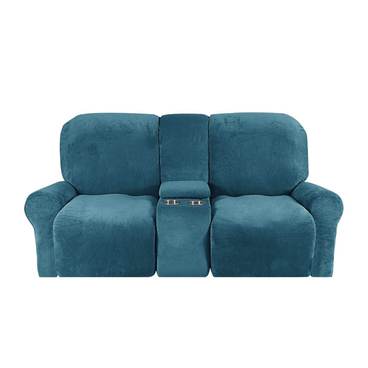 Lisslune | 2-Seater Recliner Sofa Cover with Cup Holders – Velvet Plush