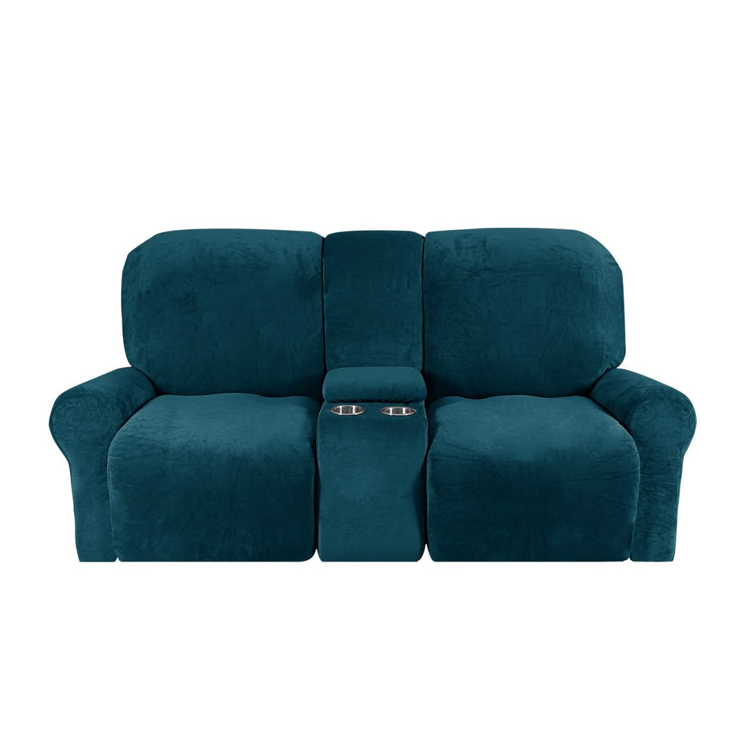 Lisslune | 2-Seater Recliner Sofa Cover with Cup Holders – Velvet Plush