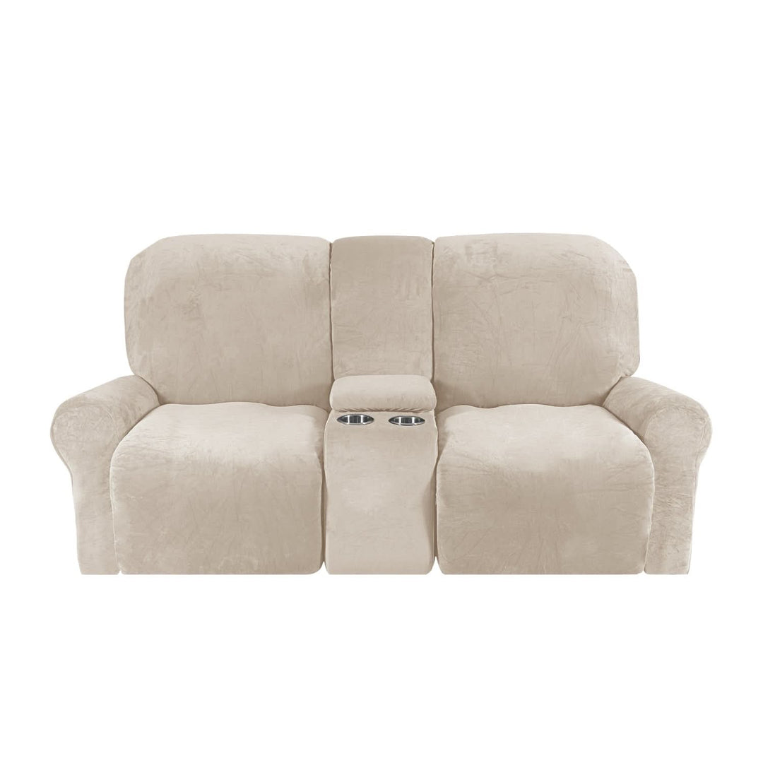 Lisslune | 2-Seater Recliner Sofa Cover with Cup Holders – Velvet Plush
