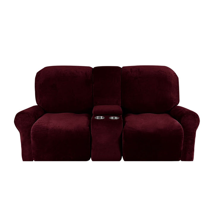 Lisslune | 2-Seater Recliner Sofa Cover with Cup Holders – Velvet Plush
