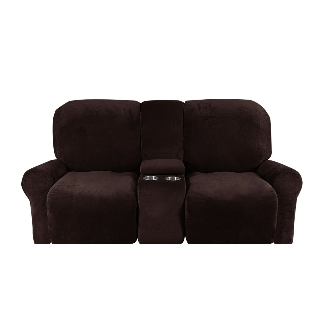 Lisslune | 2-Seater Recliner Sofa Cover with Cup Holders – Velvet Plush